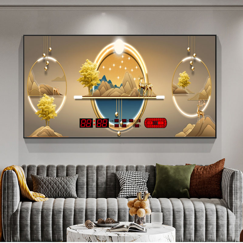 万年历超薄数码背景灯电子大壁挂钟客厅餐厅创意装饰画新品插电表