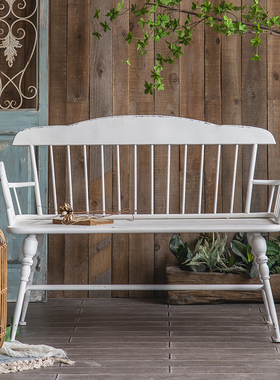 北欧欧式户外铁艺艺术家用桌椅阳台花园椅白色长椅靠背沙发椅凳子