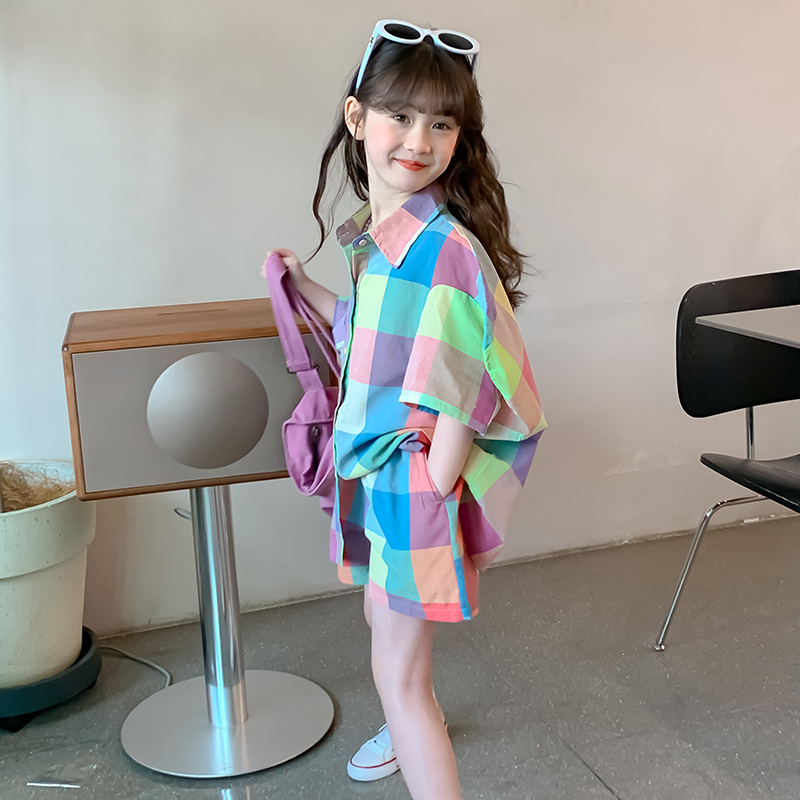 女童夏装套装2024新款韩版洋气儿童夏季小女孩网红时髦童装两件套
