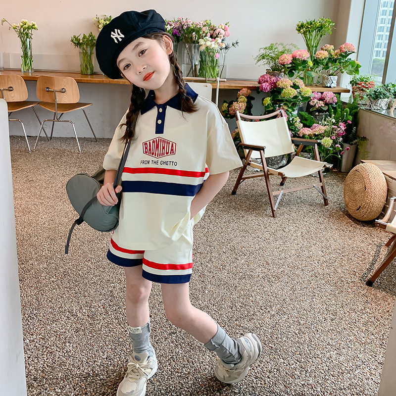 女童套装夏装2024新款韩版洋气儿童夏季小女孩网红时髦童装两件套
