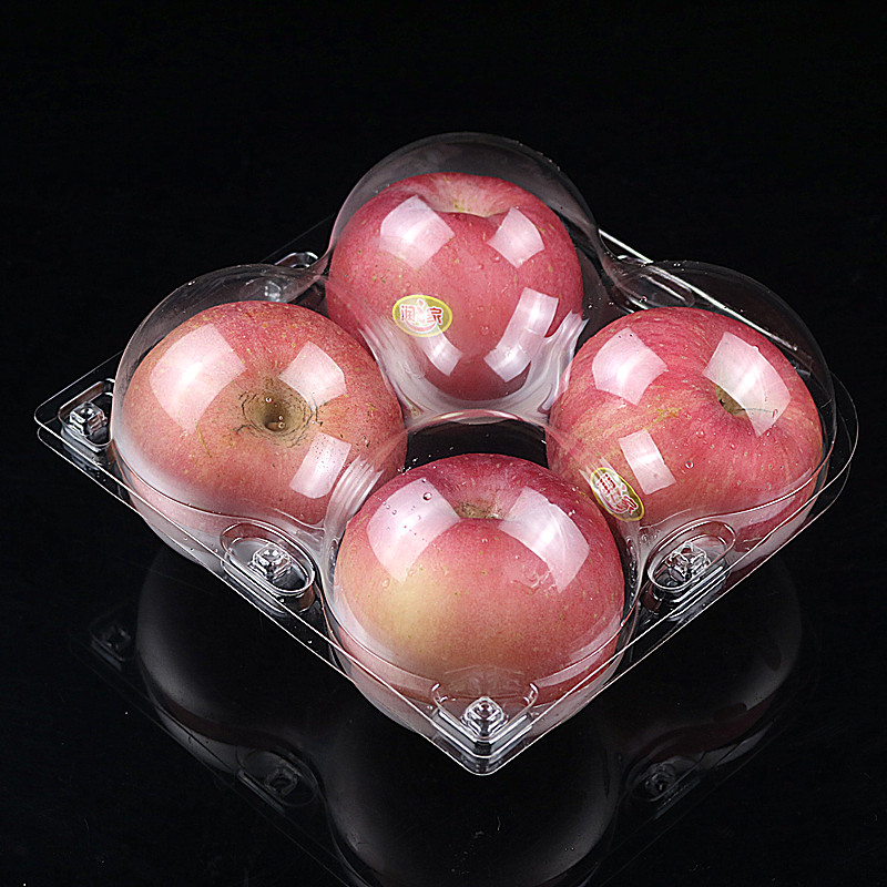 四个苹果盒塑料一次性透明水果盒大号正方形水蜜桃香梨水果包装盒