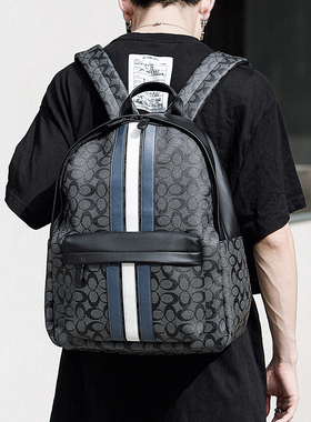 双肩包男包新款潮流背包商务休闲皮质电脑包 欧美时尚学生书包