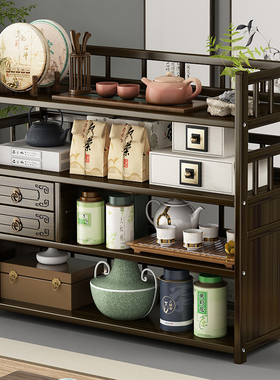 桌面博古架小型现代简约新中式茶叶展示柜紫砂壶摆件置物收纳架子