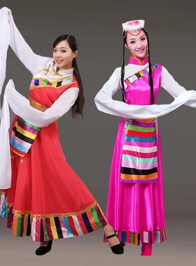 藏族舞蹈演出服装出租 少数民族舞台表演服女款民族舞服饰租赁