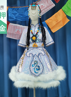 出租儿童少数民族走秀演出服女童拍写真摄影蒙古藏族传统服饰租赁