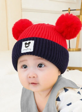 秋冬季宝宝帽子围巾套装儿童加厚针织毛线帽子围围脖手套可爱保暖