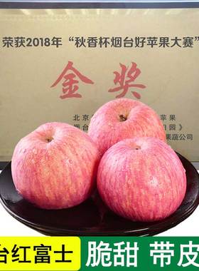 山东烟台红富士苹果新鲜整箱10斤栖霞苹果脆甜水果包邮85大果助农