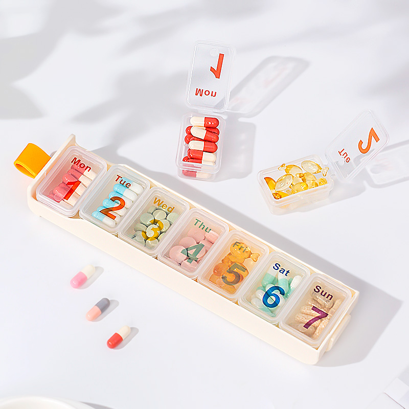 药盒一周七天小药盒随身携带大容量老人保健品药物药品分装盒便携