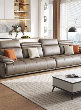 拉芙菲 意式极简真皮沙发轻奢现代简约客厅直排三人皮艺沙发