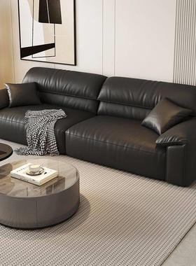 家用客厅现代简约皮艺高端直排小户型沙发意式极简猫爪真皮沙发
