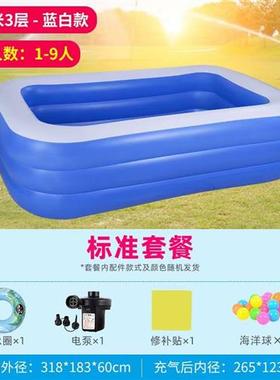 充气方形游泳池儿童大人特厚超大印花水池桶宝宝母婴室内戏水玩具