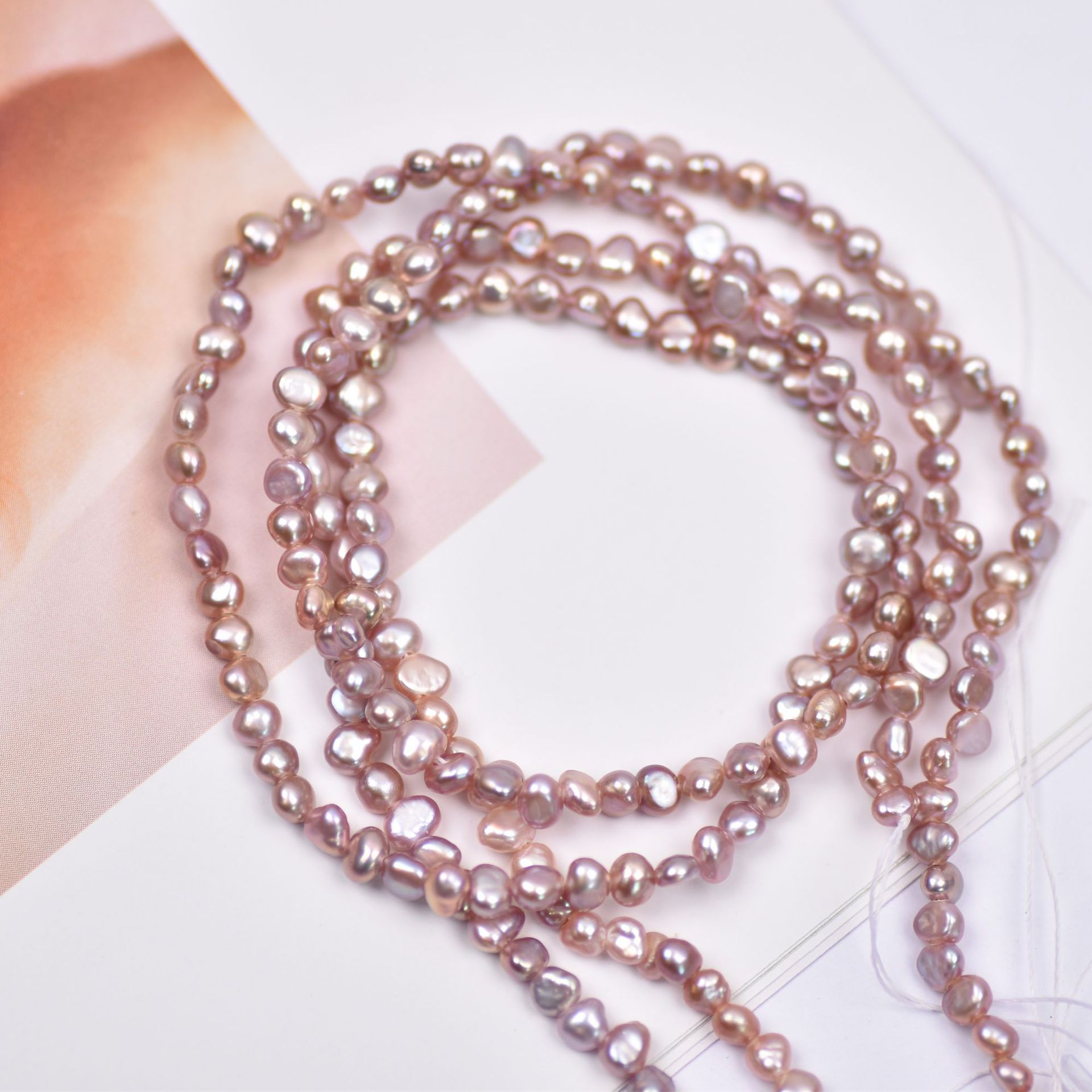 紫色天然淡水珍珠3-3.5mm小珍珠巴洛克两面光异形珍珠DIY饰品穿珠