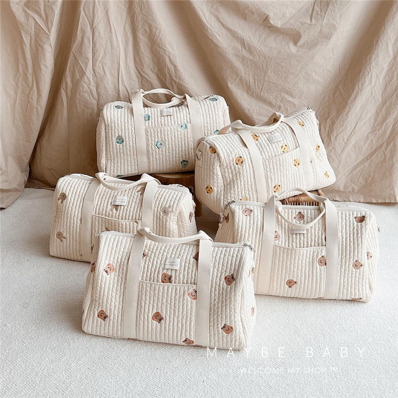 韩国ins新款刺绣妈咪包大容量外出收纳包手提母婴带娃旅行妈妈包