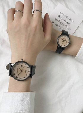 公务员考试专用手表男女初高中学生简约气质复古皮带日历情侣腕表