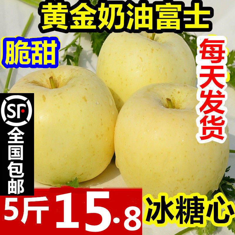 烟台黄金奶油富士苹果新鲜水果10斤当季5栖霞冰糖心牛奶白色苹果