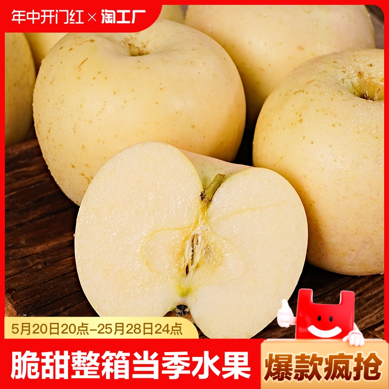 山东烟台黄金奶油富士苹果5斤牛奶苹果脆甜整箱当季新鲜水果精选