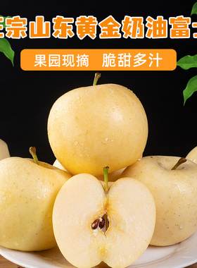 山东烟台黄金奶油富士苹果正宗水果新鲜应当季整箱10斤新鲜脆苹果