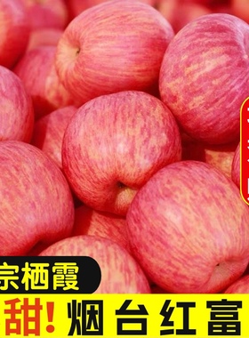 【淡雪条纹】正宗烟台苹果栖霞红富士脆甜新鲜水果整箱产地直发