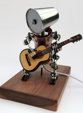 [宣城太守]工业风金属朋克手工机器人桌面摆件装饰乐器吉它贝司