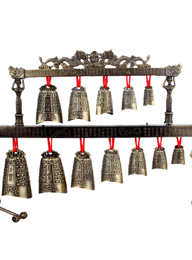中式合金演奏乐器仿古双层编钟模型摆件工艺品婚庆影视道具