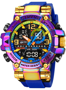 STRYVE双显时尚运动手表炫彩男款青少年学生多功能电子防水表8025
