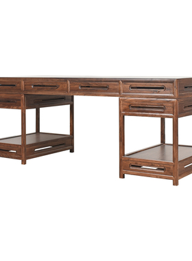 徽州木府新中式书桌书房成套家具实木写字台仿古画案原木办公桌椅