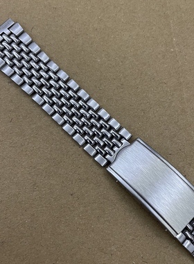 手表配件18mm钢表带不锈钢折叠扣平口包片钢带表链带长约16.5厘米