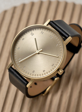 设计感腕表BIJOUONE彼树湾B60金色设计银色静音男女防水精钢手表