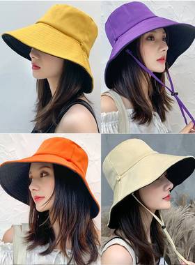 夏季渔夫帽女遮脸韩版防晒紫外线遮阳帽子大沿潮百搭日系女士时尚