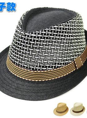 遮阳帽男女通用夏天新款透气网眼礼帽英伦儿童帽爵士帽亲子帽草帽