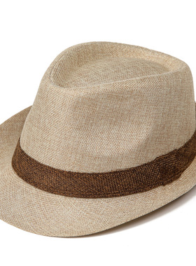 草帽男士遮阳帽中老年人爸爸绅士礼帽夏季户外防晒透气凉帽太阳帽
