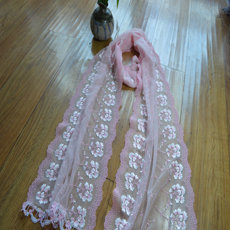 包邮全蕾丝刺绣装饰围巾粉色儿童学生公主披肩 黑色 紫色围脖