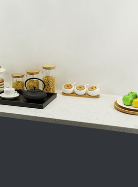 厨房摆件新中式公寓装饰托盘收纳样板间储物罐双层果盘瓷砖店饰品
