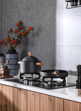 新中式厨房软装饰品摆件橱柜搭配组合套装样板房间陈设锅具咖啡机