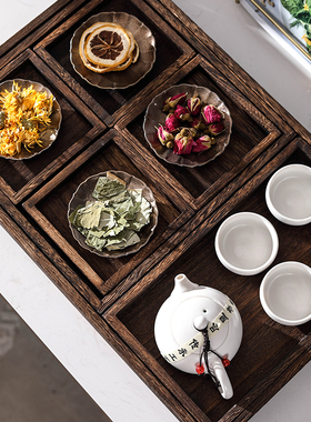 新中式复古茶盘茶具组合套装厨房橱柜装饰品摆件样板房间软装搭配