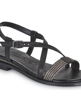 TAMARIS女鞋凉鞋简约低跟露趾交叉带扣带罗马鞋黑色夏季2024新款