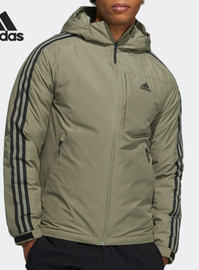 Adidas/阿迪达斯官方正品男子连帽保暖户外运动鸭绒羽绒服 H23083