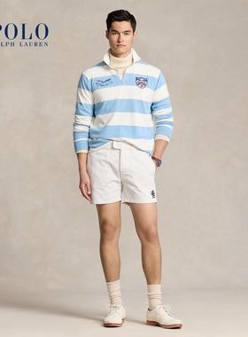 Ralph Lauren/拉夫劳伦男装 24年春宽松版棉斜纹布橄榄球短裤