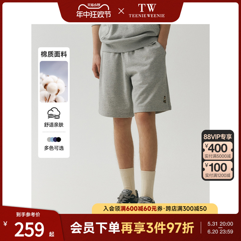 TeenieWeenie小熊男装卫裤男2024夏季新款休闲宽松直筒美式短裤子