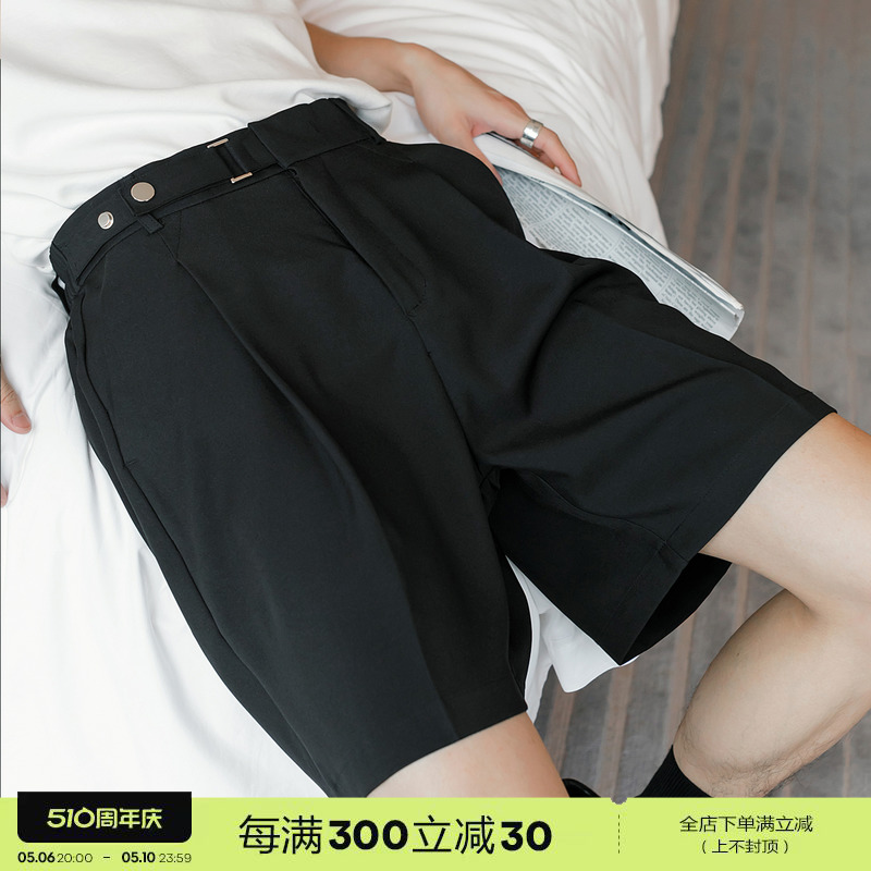 CHICERRO西西里男装夏季高级感可调节腰头休闲五分直筒西装短裤子