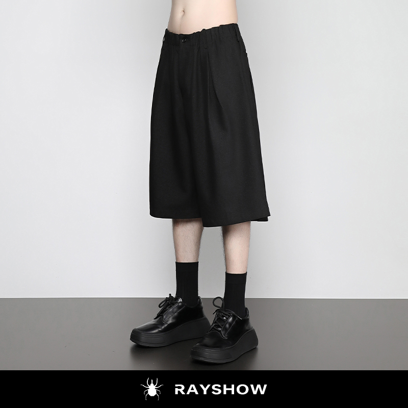 RAYSHOW·雷修｜6处暗褶设计 山本风暗黑系宽松阔腿裤 哈伦六分裤