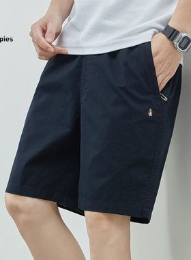 奥特莱斯夏季男士100%纯棉休闲短裤时尚纯色拉链口袋款五分裤子潮