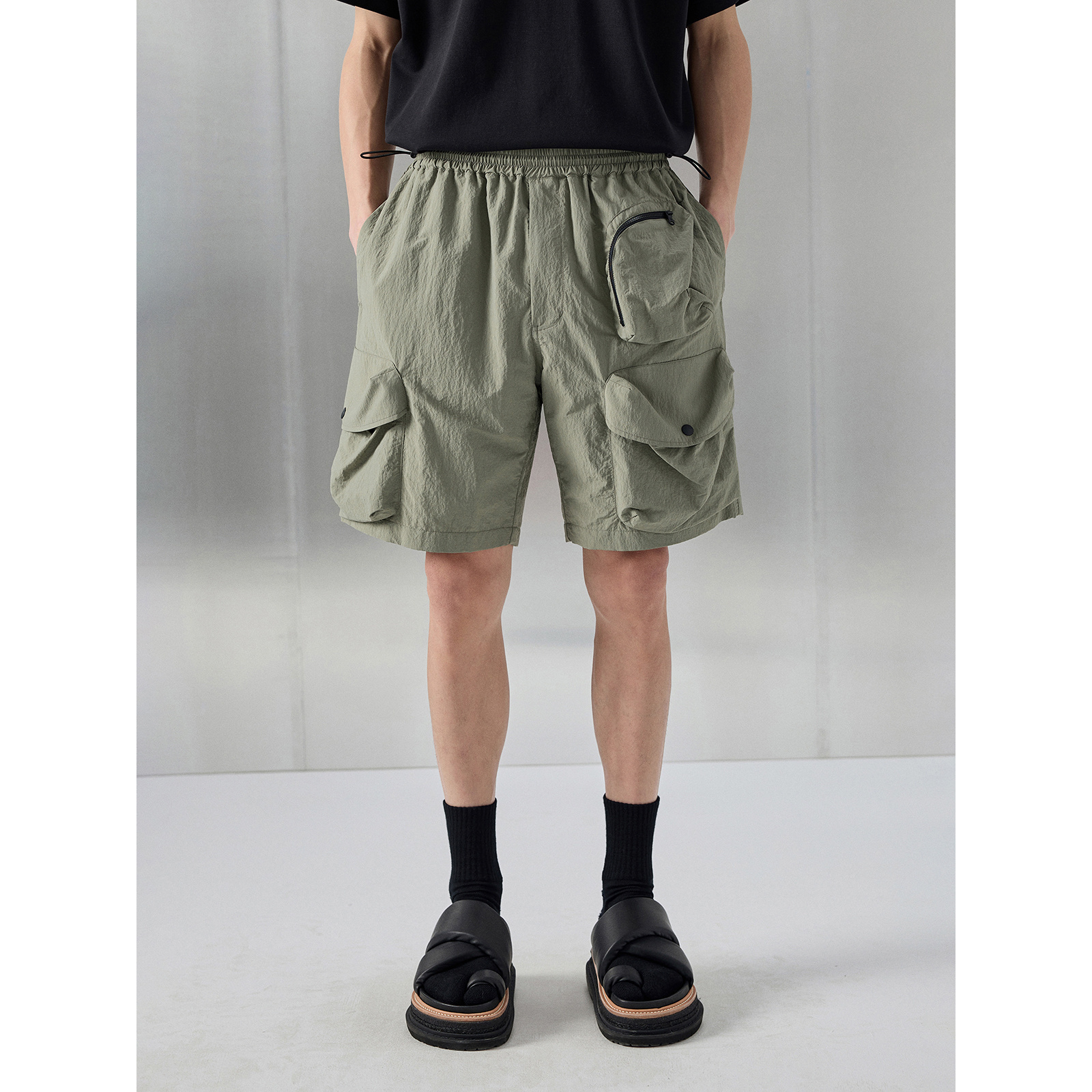【NANS】UPF80+原纱凉感防晒褶皱肌理立体多口袋轻量机能皮肤短裤
