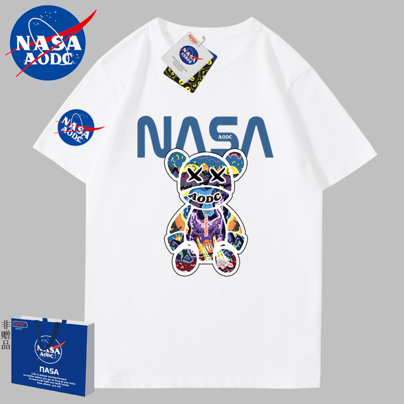 NASA联名小恶魔短袖t恤男士纯棉宽松时尚夏季潮牌情侣半袖体恤衫T