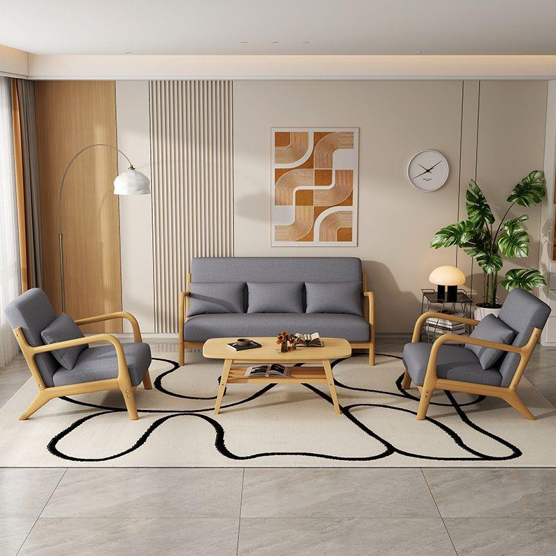 实木北欧沙发布艺沙发阳台组合双人沙发日式小户型客厅现代简约