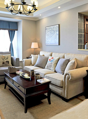 美式沙发现代简约客厅风 格小 户型双人网红乡村布艺组合欧式复古