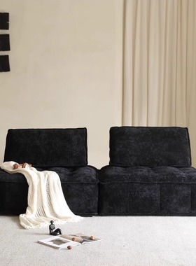 意式现代简约雪尼尔布艺沙发客厅模块组合小户型民宿酒店单双人