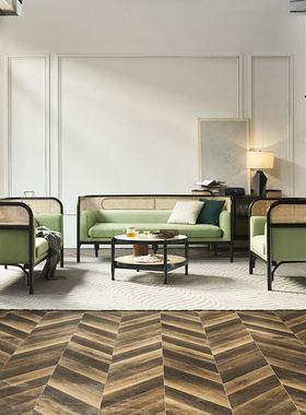 定制北欧藤编沙发组合小户型现代简约实木休闲椅双人沙发客厅布艺
