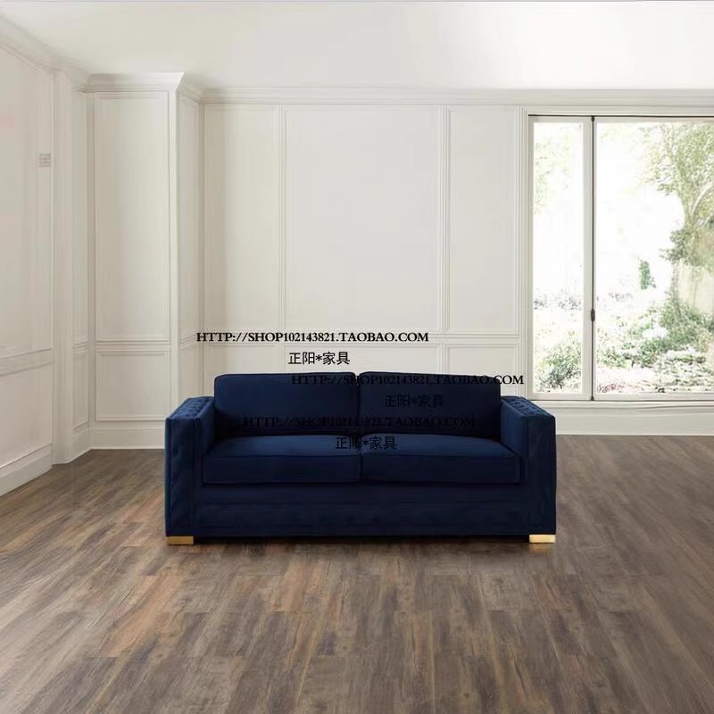 客厅美式复古休闲实木布艺双人三人位沙发工业风简约现代组合家具