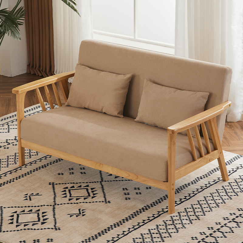 实木小户型北欧现代简约休闲家用沙发布艺客厅双人出租房沙发组合